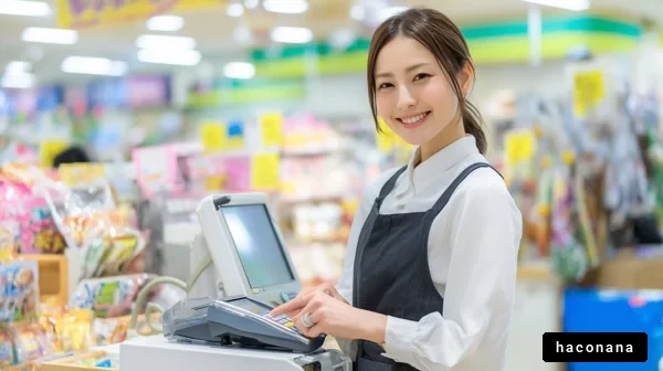 笑顔のレジスタッフ