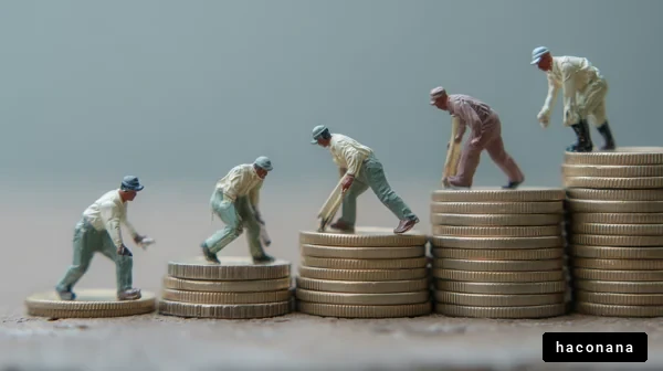 コインの上で働く人々