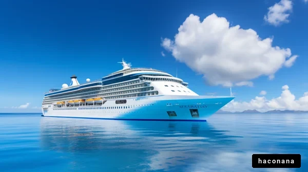 美しい海に停泊するクルーズ船