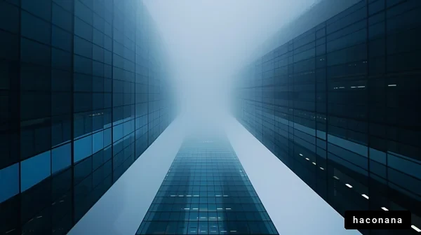 霧に包まれた高層ビル