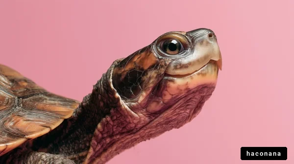 ピンク背景の亀のクローズアップ