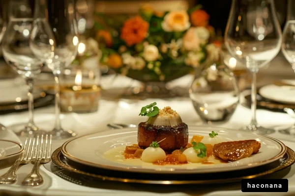 豪華なディナーの盛り付け