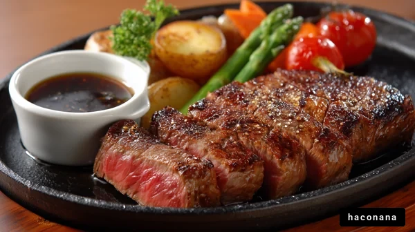 ジューシーなステーキ料理