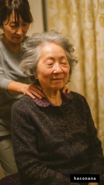 マッサージでリラックスする姿