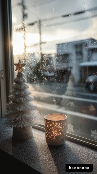 温かみのあるクリスマスの窓辺