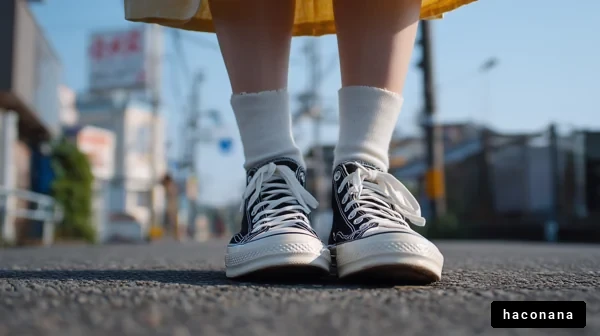 街中に立つ足元