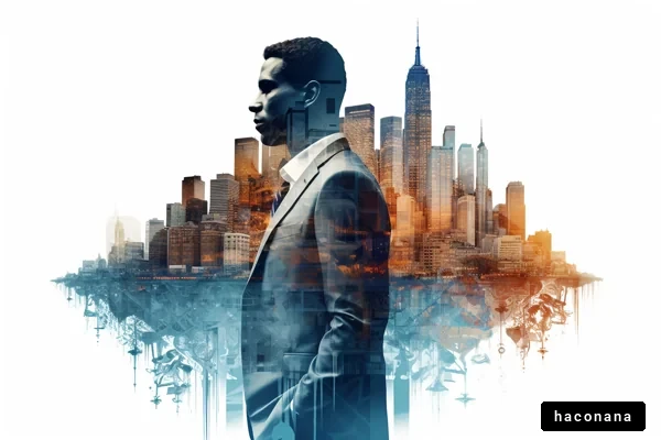 都市とビジネスマンの合成