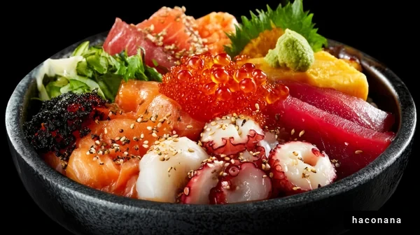 新鮮な海鮮丼の盛り合わせ