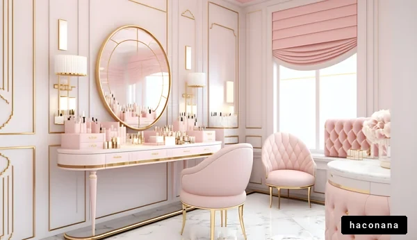 ピンクのメイクアップルーム
