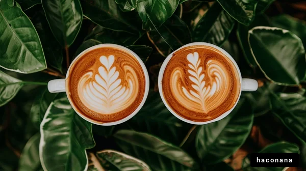 コーヒーと緑の葉