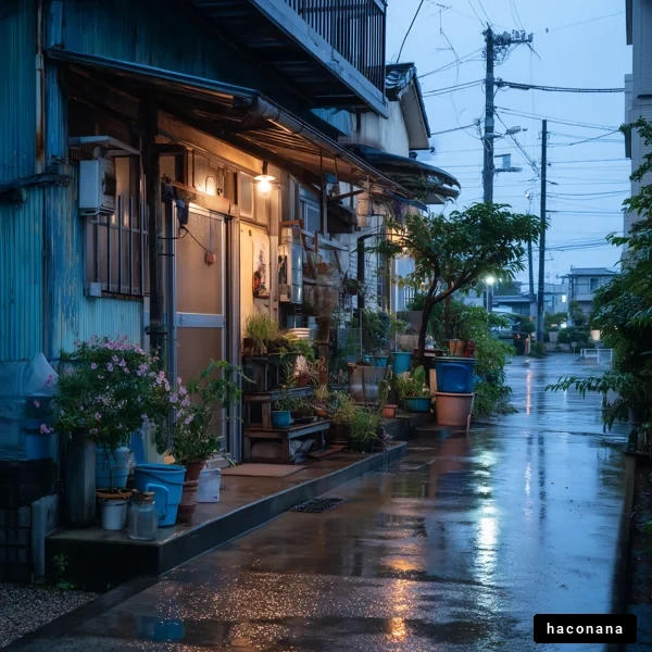 雨の街角の静けさ