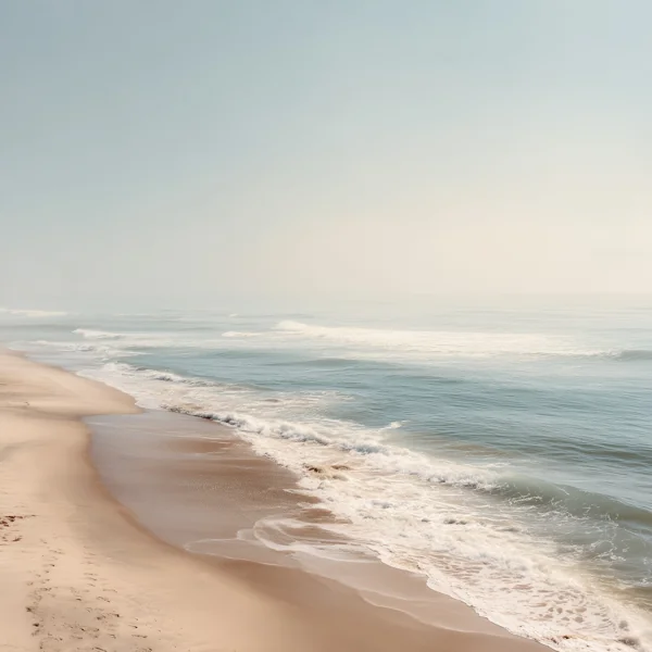 穏やかな砂浜と波打ち際の海岸