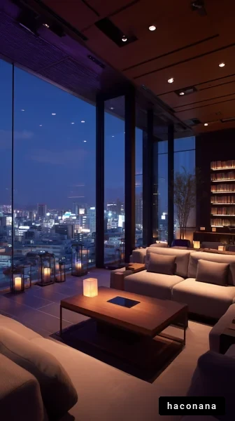 夜景が楽しめるモダンなリビング