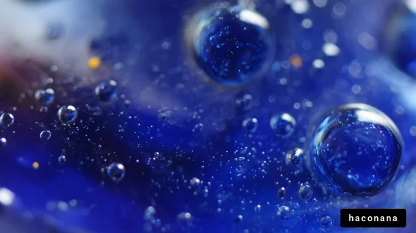 青い液体の気泡