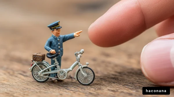 模型の警察官と自転車
