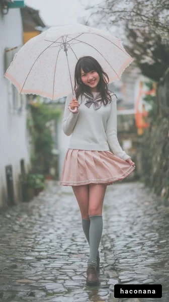 傘を持つ少女の風景