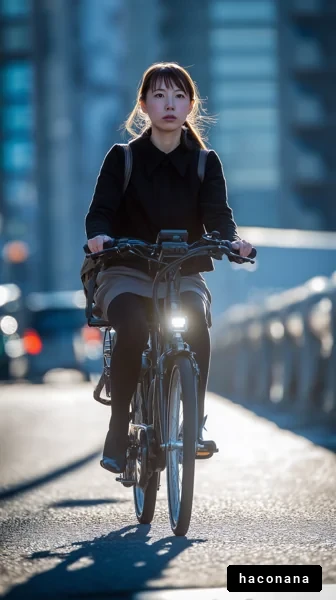 自転車に乗る女性の風景