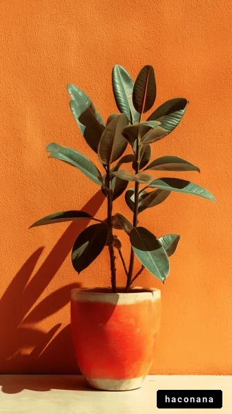 オレンジ壁の植物