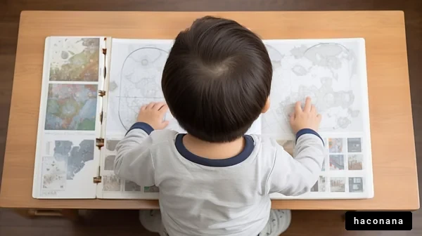 地図を観察する子供