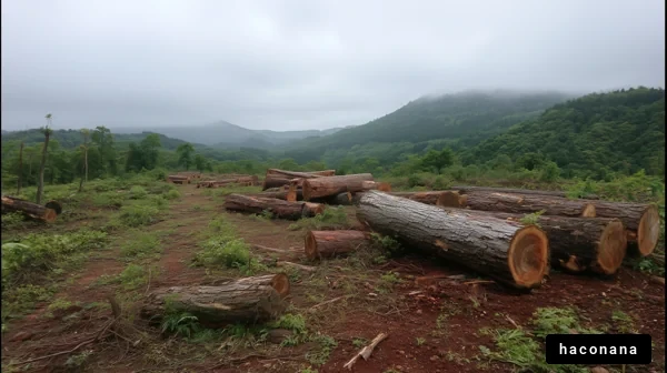 伐採された森林の風景