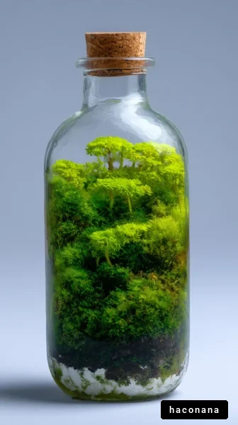 美しいガラス瓶の苔