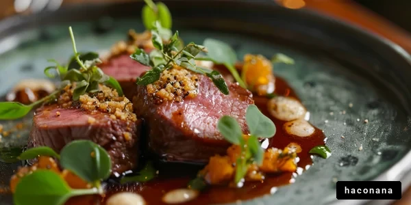 美味しい肉料理の盛り付け