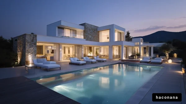 モダンなプール付きの家