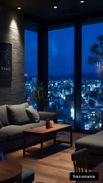 夜景が美しいリビング