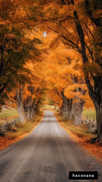 秋の美しい並木道