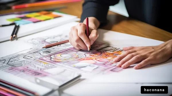 デザイン作業の手元