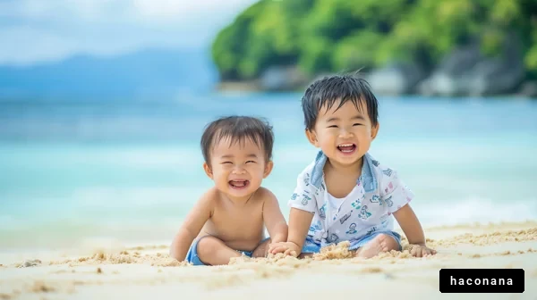 海辺で遊ぶ子供たち