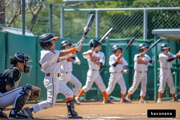 子供たちの野球の練習風景