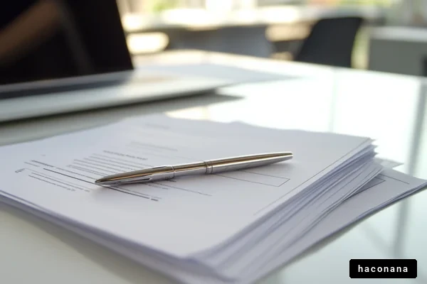 オフィスの書類とペン