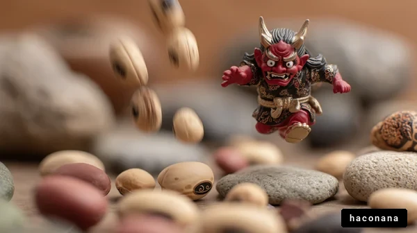 豆を持つ鬼のキャラクター