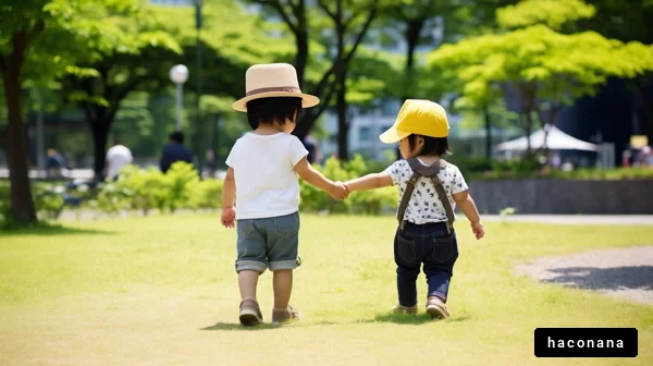 楽しむ子供たちの夏の散歩