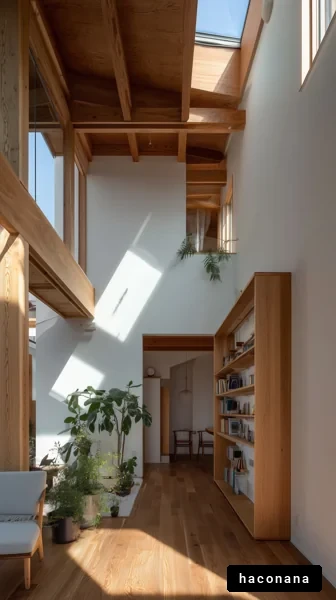 明るい木造のリビング