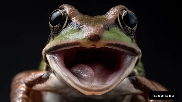 笑っているカエルのクローズアップ