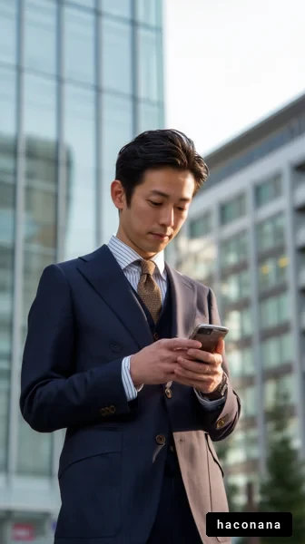 ビジネスマンのスマホ使用
