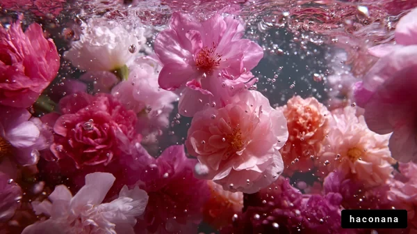 美しい水中の花々