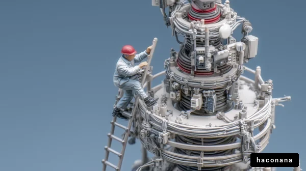 工事中のモデルフィギュア