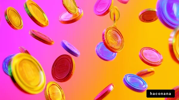 カラフルなコインの流れ