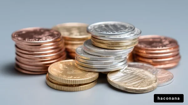 さまざまな硬貨の山