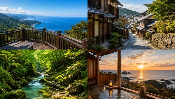 日本の絶景・古民家・温泉コラージュ