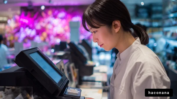 レジで働く女性