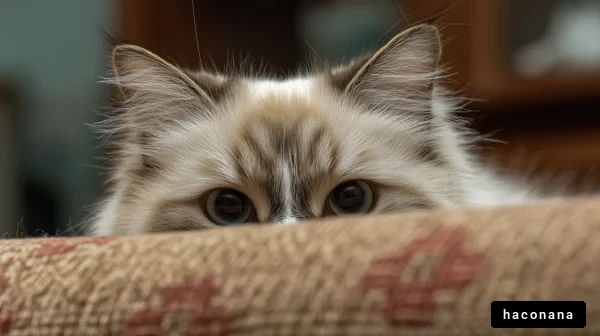 ソファの上で隠れる猫