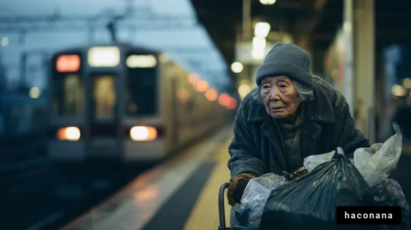 駅での高齢者の姿