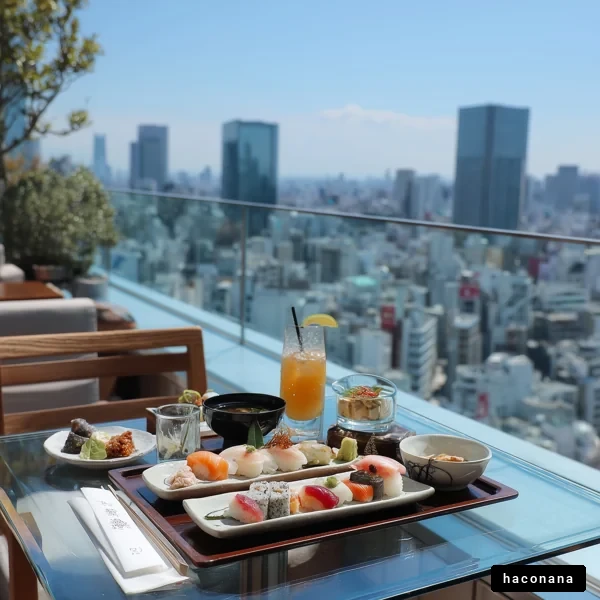 美しい眺めの寿司ランチ