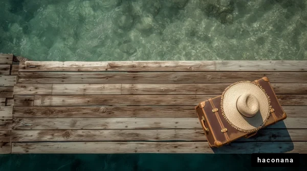 ビーチでの旅行準備