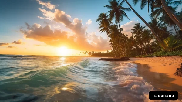 美しいビーチの夕日