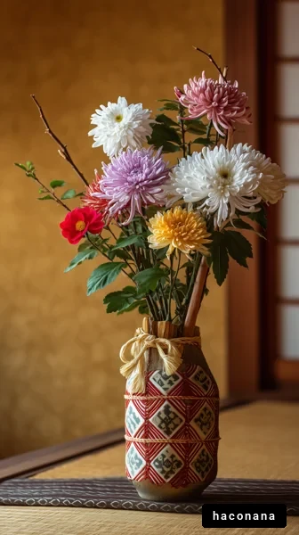 華やかな花瓶の花々